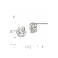 10K Tiara Collection White Gold Polished CZ Post Earrings ,