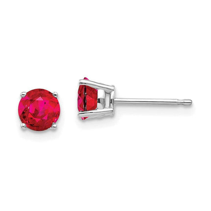 14k White Gold Ruby Earrings ,