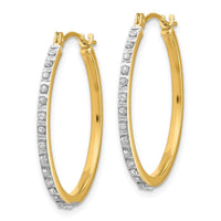 14k Diamond Fascination Round Hinged Hoop Earrings ,