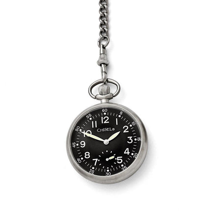 Chisel Stainless Steel Black Dial Pocket Watch ,