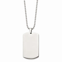 Stainless Steel Brushed & Polished Rounded Edge 4mm Thick Dog Tag Necklace ,