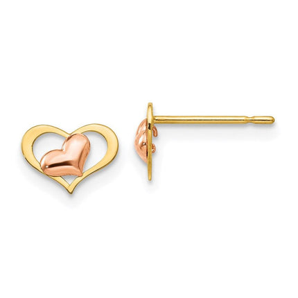Madi K Kid's 14k Yellow & Rose Gold   Heart Post Earrings ,