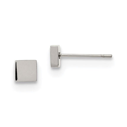 Stainless Steel Polished Square Post Earrings ,