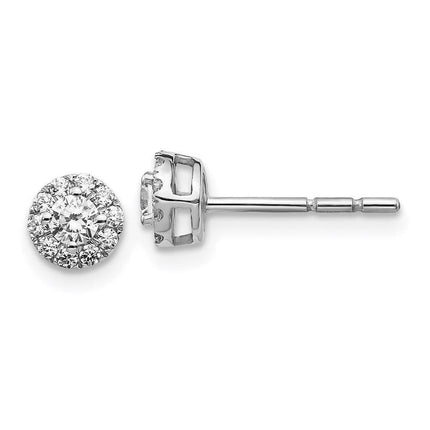 14k White Gold Diamond Cluster Post Earrings ,