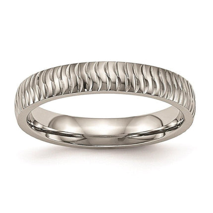 Stainless Steel Polished Textured Ring ,