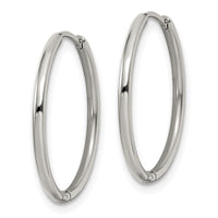 Stainless Steel Polished 1.6mm Hinged Hoop Earrings ,