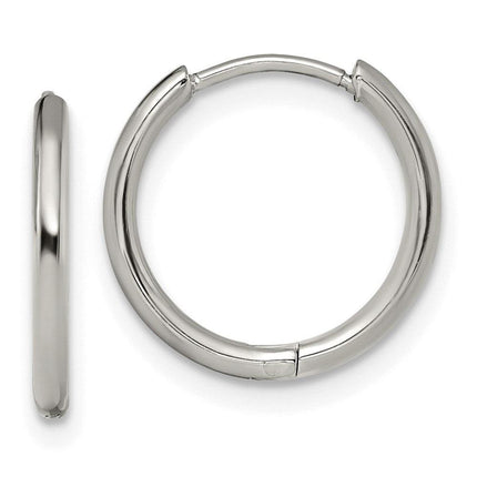 Stainless Steel Polished 1.6mm Hinged Hoop Earrings ,