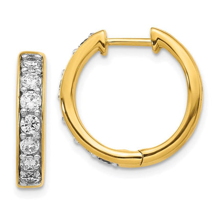 14k Yellow Gold Diamond Hoop Earrings ,