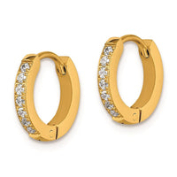 Stainless Steel Polished Yellow IP w/Preciosa Crystal Hinged Hoop Earrings ,
