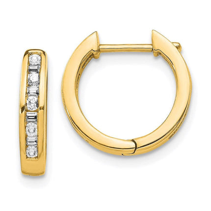 14k Diamond Hoop Earrings ,