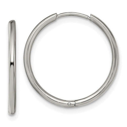 Stainless Steel Polished 1.6mm Hinged Hoop Earrings ,