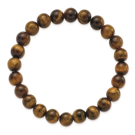 Yellow Tiger's Eye Agate Beaded Stretch Bracelet ,