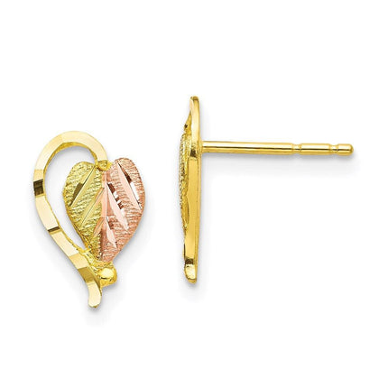 10k Tri-color Black Hills Gold Post Earrings ,