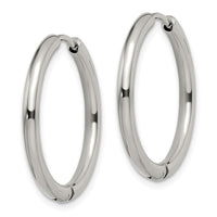 Stainless Steel Polished 2.5mm Hinged Hoop Earrings ,