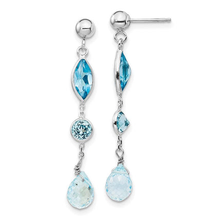14K WG Blue Topaz Post Earrings ,