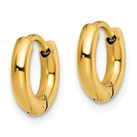 Stainless Steel Polished Yellow IP-plated 2.5mm Hinged Hoop Earrings ,
