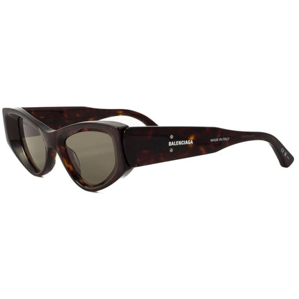Balenciaga Women's Sunglasses - Havana Acetate Cat Eye Frame Green Lens | BB0243S 002 ,