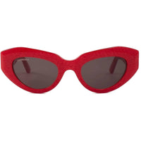 Balenciaga Women's Sunglasses - Red Acetate Cat Eye Frame Grey Lens | BB0236S 003 ,