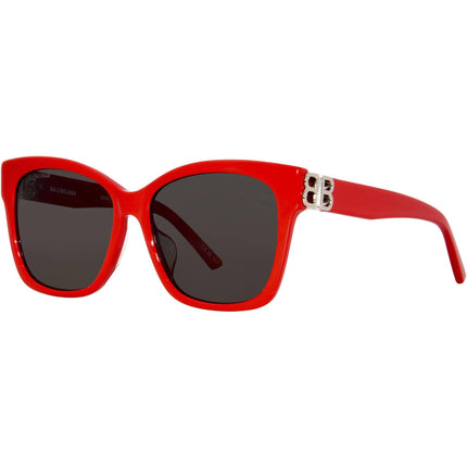 Balenciaga Women's Sunglasses - Red Acetate Square Frame Grey Lens | BB0102SA 012 ,