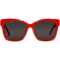 Balenciaga Women's Sunglasses - Red Acetate Square Frame Grey Lens | BB0102SA 012 ,