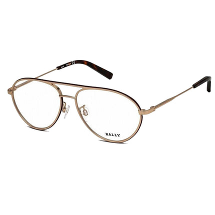 Bally Men's Eyeglasses - Shiny Rose Gold Metal Aviator Frame Clear Lens | BY5013-H 028 ,