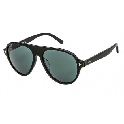 Bally Men's Sunglasses - Shiny Black Aviator Full Rim Frame Green Lens | BY0021-H 01N ,