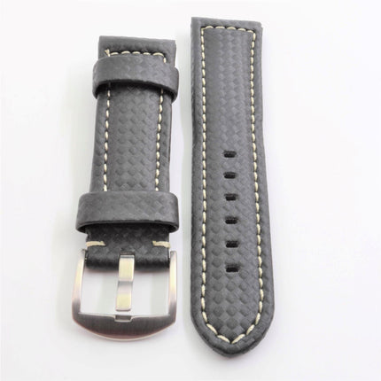 Banda Unisex 24mm Black Woven Nylon Watch Band ,