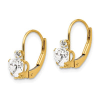 Madi K Kid's 14k CZ Heart Leverback Earrings ,