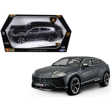 Bburago 1/18 Diecast Model Car - Lamborghini Urus Steerable Wheels Gray Metallic ,