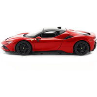 Bburago 1/18 Model Car - Ferrari SF90 Stradale Red with Black Top Race + Play ,