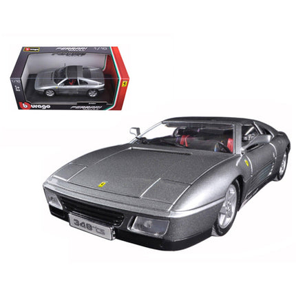 Bburago 1/18 Scale Diecast Model Car - Ferrari 348 TS Opening Doors Rubber Tires Grey ,