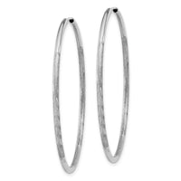 14k White Gold 1.5mm Diamond-cut Endless Hoop Earrings ,