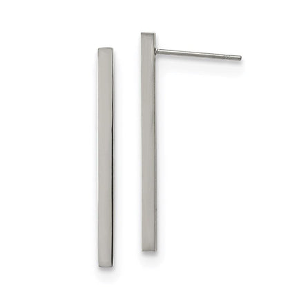 Stainless Steel Polished Bar Post Earrings ,