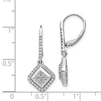 14k White Gold Diamond Cluster Earrings ,