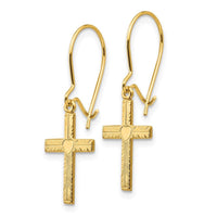 14k Polished & Satin Cross Earrings ,