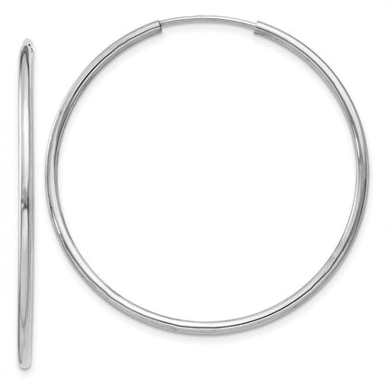 14k White Gold 1.5mm Polished Endless Hoop Earrings ,