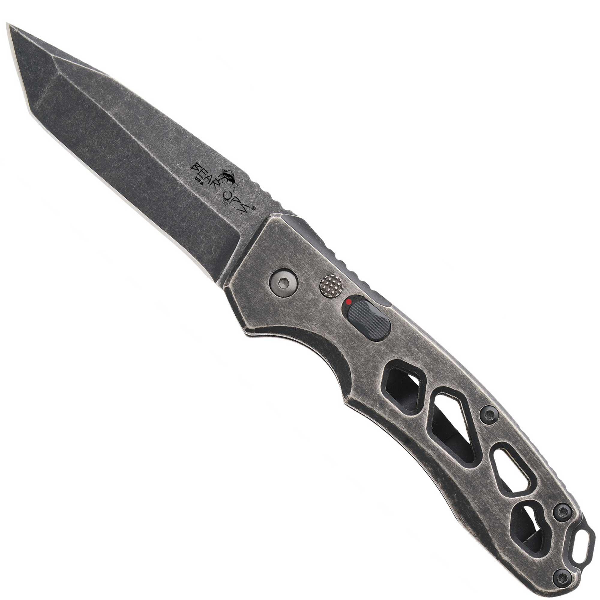 Bear & Son Knife Auto Bold Action XII Stonewash Titanium Handle BS
