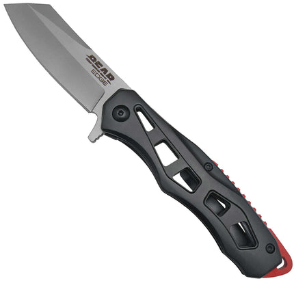 Bear & Son Knife - Black and Red Assisted Sideliner Handle Steel Blade | BS61123 ,