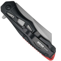 Bear & Son Knife - Black and Red Assisted Sideliner Handle Steel Blade | BS61123 ,