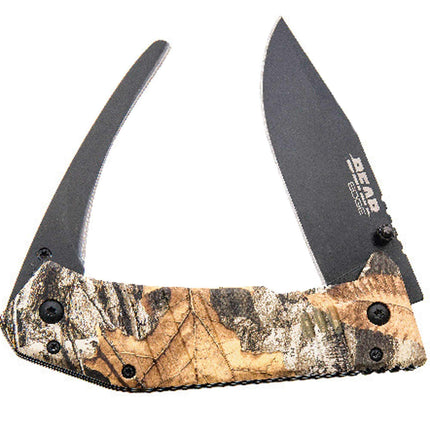 Bear & Son Knife - Camouflage Aluminum Handle Black Steel Blade, 4-7/8 inch | BS61522 ,