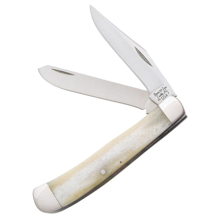 Bear & Son Knife - White Smooth Bone Trapper Folding Steel Blade, 4 1/8 inch | BSWSB54 ,
