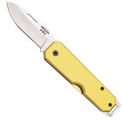 Bear & Son Knife - Yellow Aluminum Handle Drop Point Steel Blade Folding | BS110YW ,
