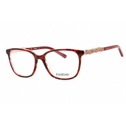 Bebe Women's Eyeglasses - Berry Tortoise Rectangular Shape Frame Clear Lens | BB5176 650 ,