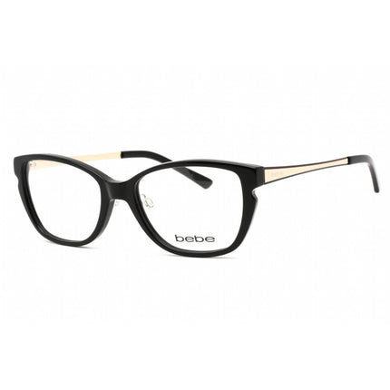 Bebe Women's Eyeglasses - Jet Black Gold Rectangular Shape Frame Clear Lens | BB5158 001 ,