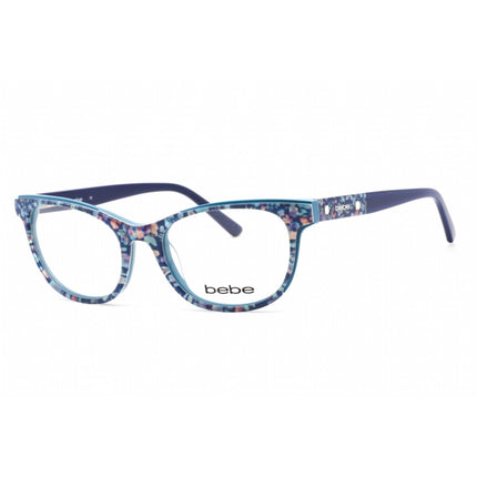 Bebe Women's Eyeglasses - Navy Floral Rectangular Shape Frame Clear Lens | BB5198 400 ,