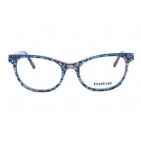 Bebe Women's Eyeglasses - Navy Floral Rectangular Shape Frame Clear Lens | BB5198 400 ,