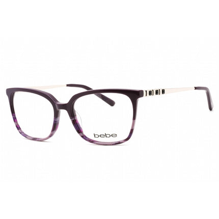 Bebe Women's Eyeglasses - Plum Animal Rectangular Shape Frame Clear Lens | BB5197 500 ,
