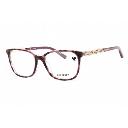 Bebe Women's Eyeglasses - Plum Tortoise Rectangular Shape Frame Clear Lens | BB5176 500 ,