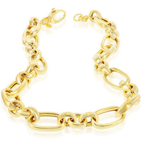 Unisex Necklace - 14K Gold Overlay Large Link Lobster Clasp | BML-4093 ,
