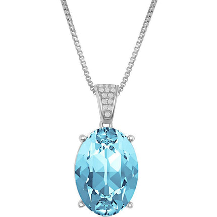 Women's Necklace - CZ Bale and Oval Shaped Swarovski Element | BLK-8388 ,